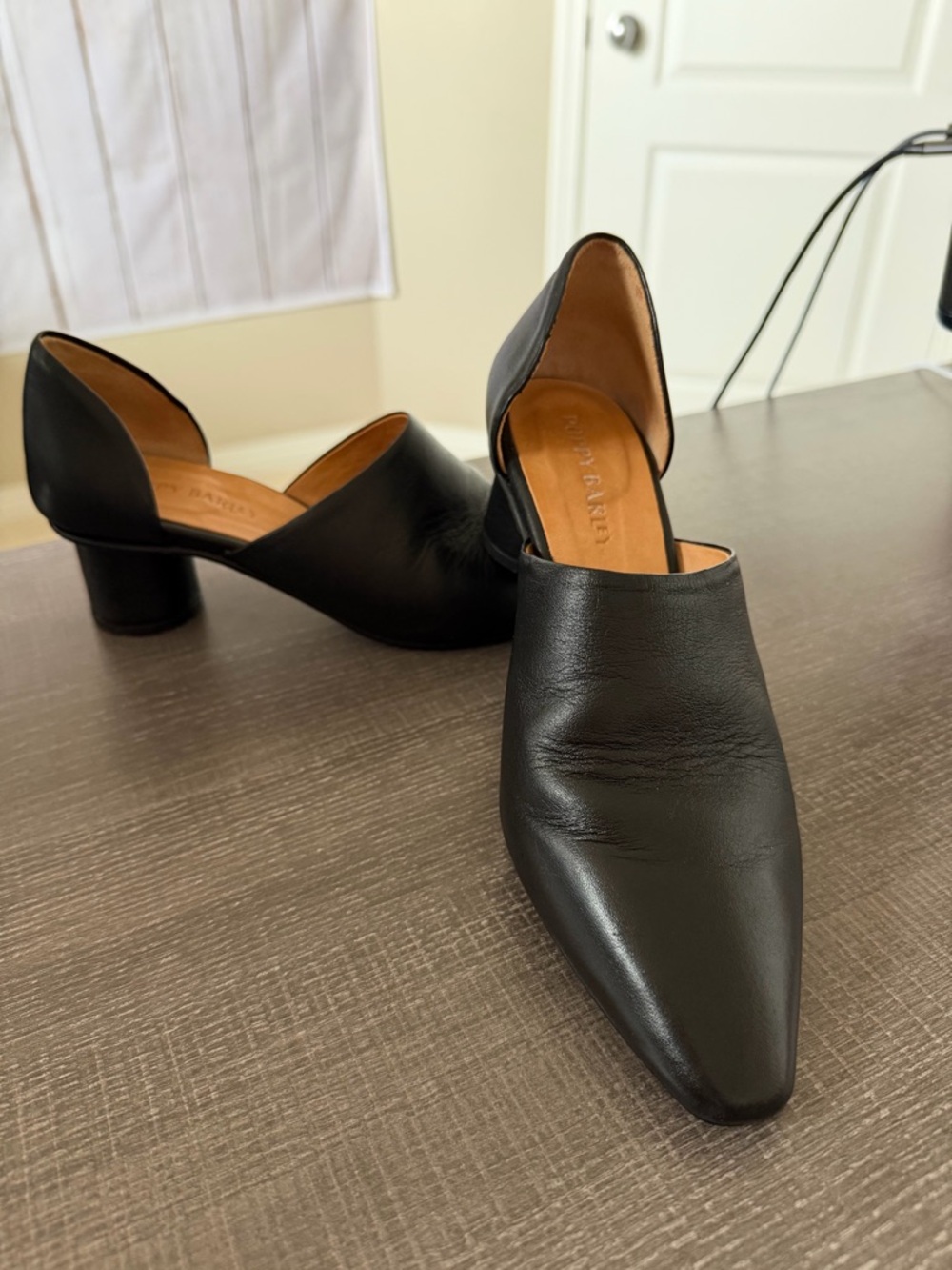 Poppy Barley The 24-7 Heel Black Leather D'Orsay Block
Heels Size 5.5